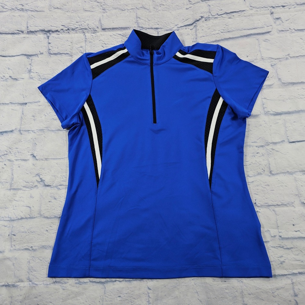 Tail White Label Performance Top Women S Blue 1/4 Zip Mesh Trim Golf Tennis